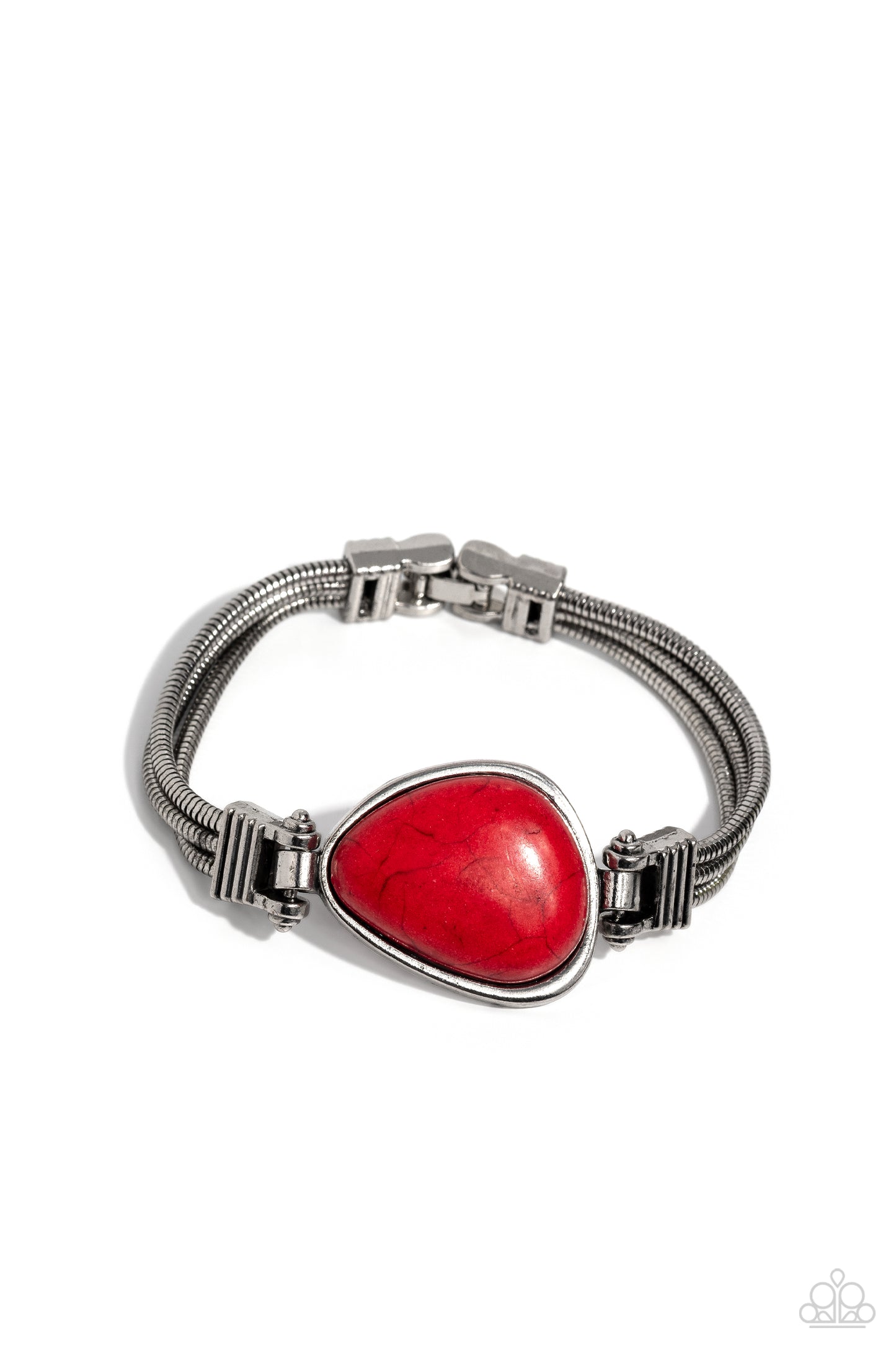 Badlands Bounty - Red Stone Santa Fe Style Clasp Closure Bracelet Paparazzi B0102