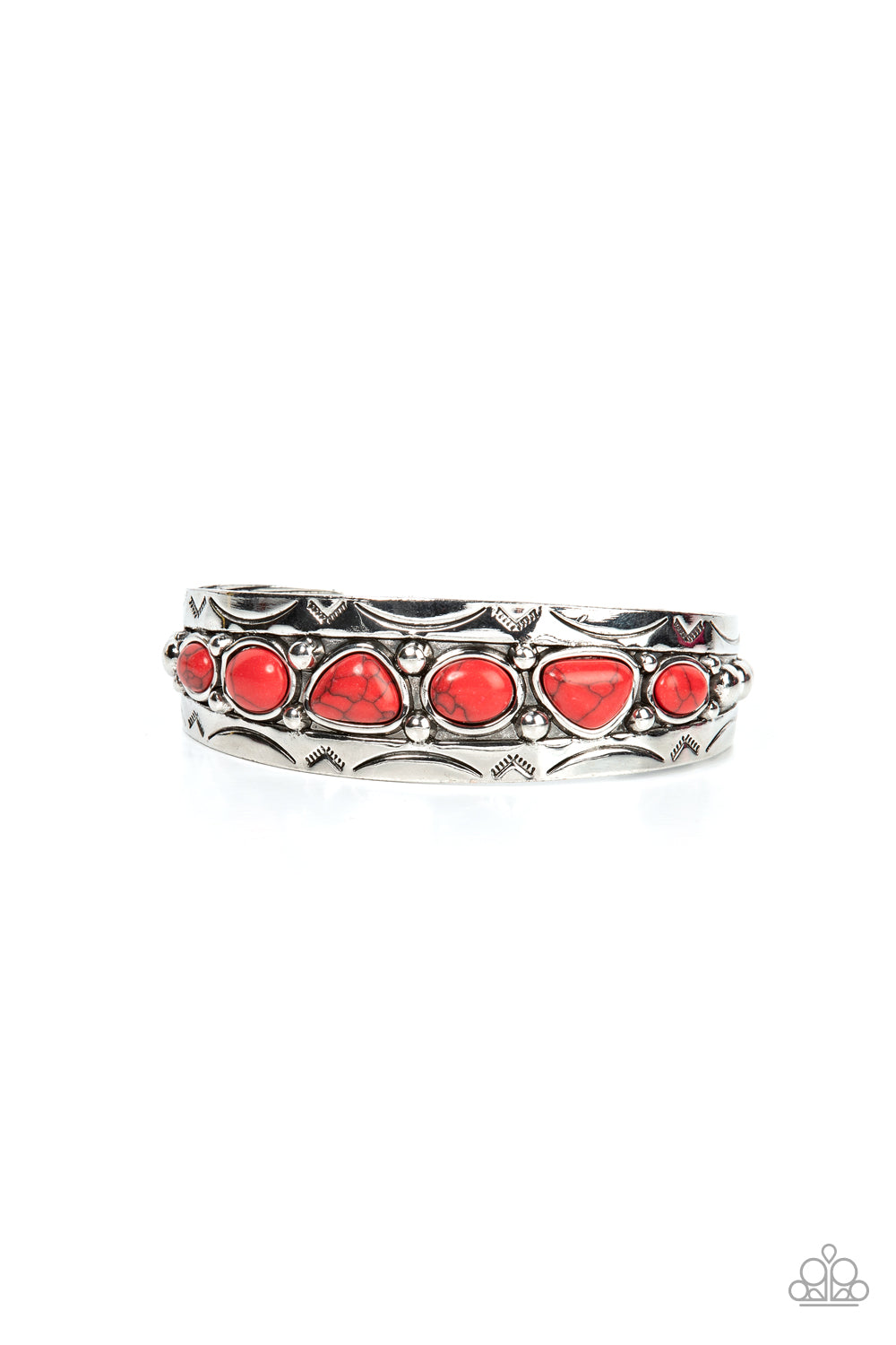 Saguaro Sultan - Red Cracked Stone Cuff Bracelet Paparazzi E0463