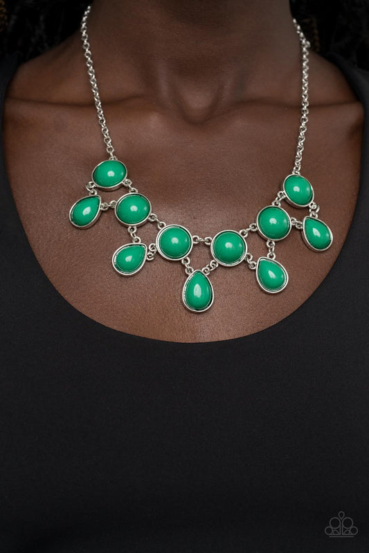 Very Valley Girl - Green Leprechaun Teardrop Bead Necklace Paparazzi N1467