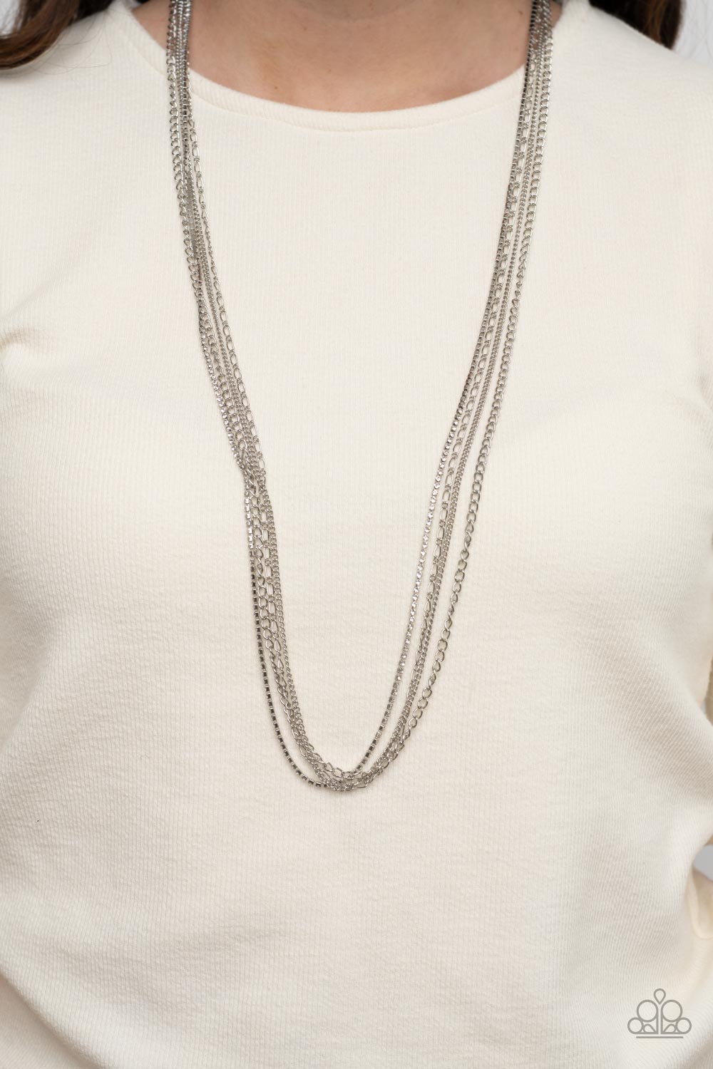 Undauntingly Urban - Silver Chain with Dainty White Rhinestone Necklace Paparazzi N0762