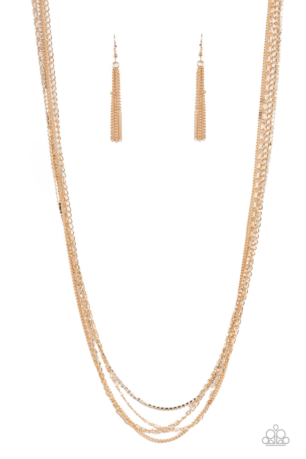 Undauntingly Urban - Gold Chain with Dainty White Rhinestone Necklace Paparazzi N0706