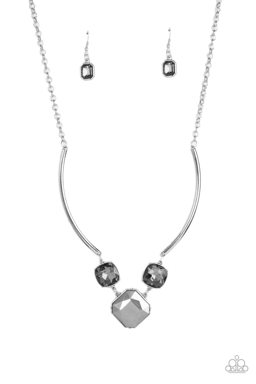 Divine IRIDESCENCE - Silver Smoky & Hematite Gem Necklace Paparazzi N1409