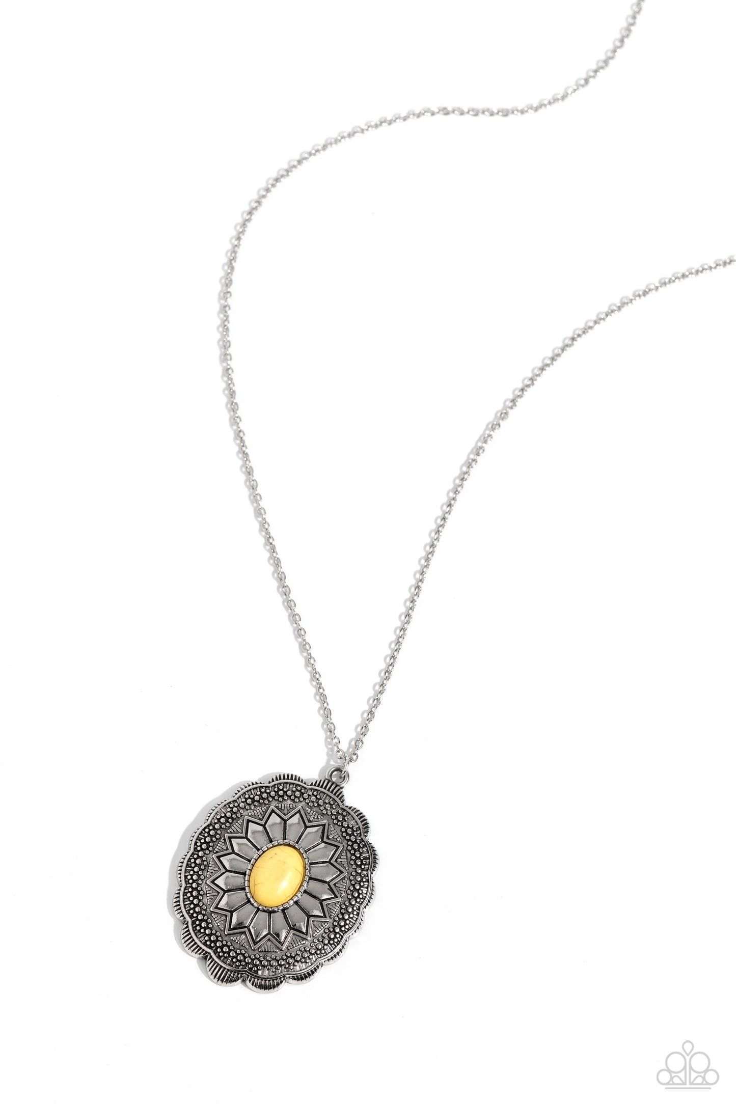 Mojave Mirage - Yellow Stone Silver Santa Fe Style Necklace Paparazzi N2030