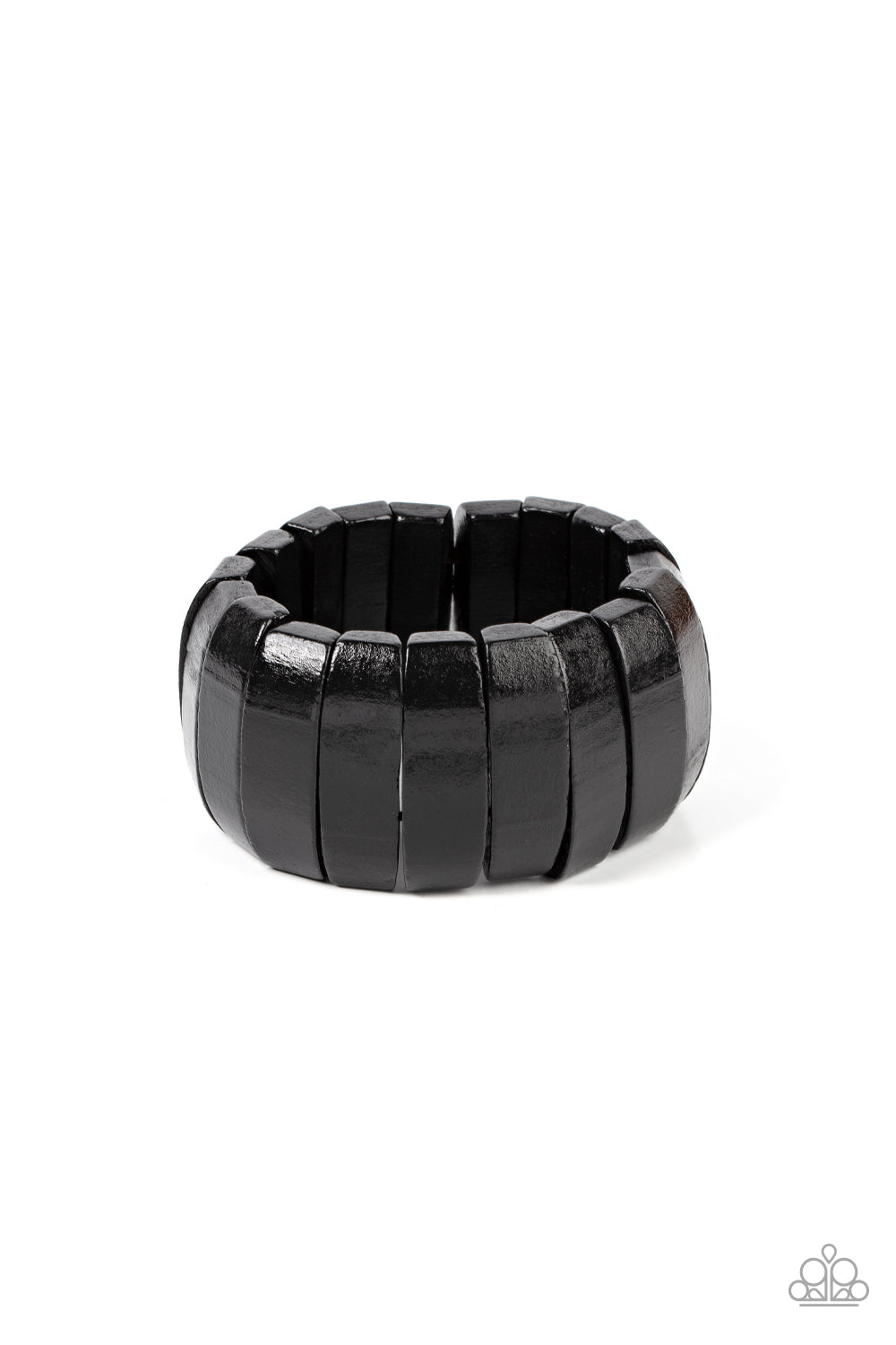 Boardwalk Bonanza - Black Wood Stretch Bracelet Paparazzi B0935