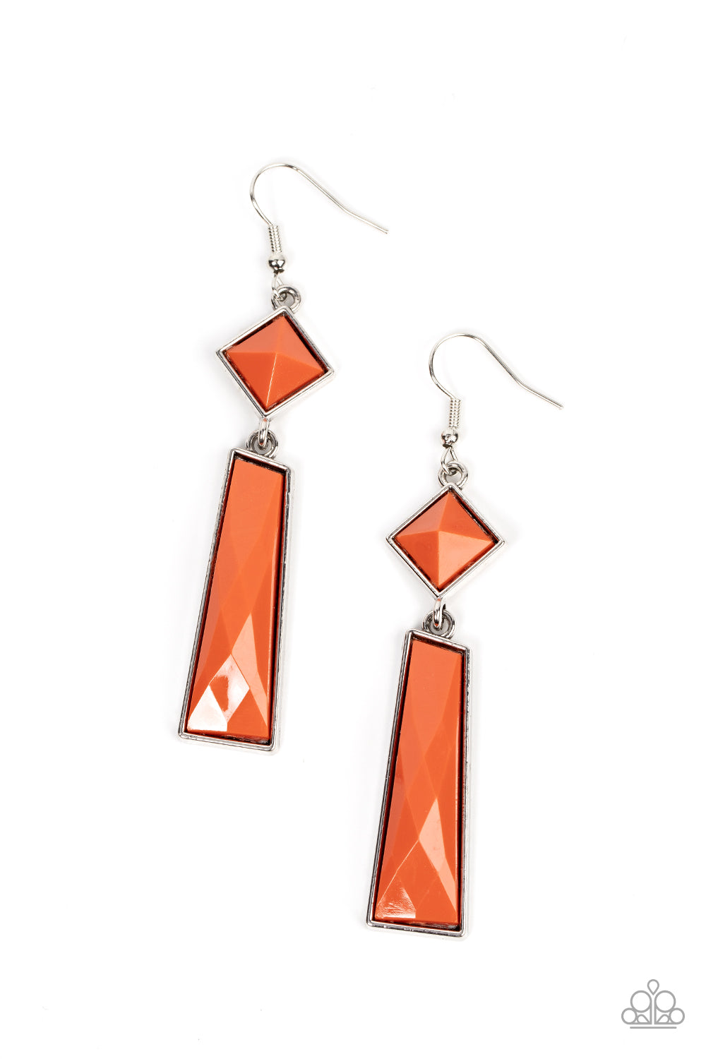 Hollywood Harmony - Orange Trapezoidal Burnt Orange Bead Earring Paparazzi E1130