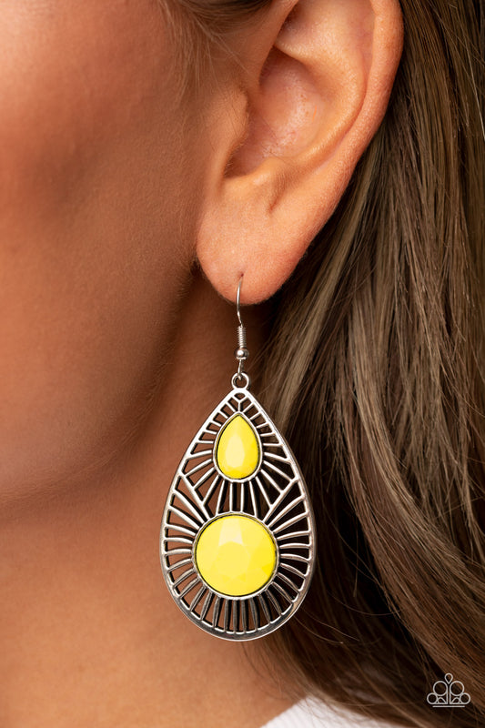 Prima Donna Diva - Yellow Teardrop Earring Paparazzi E0722