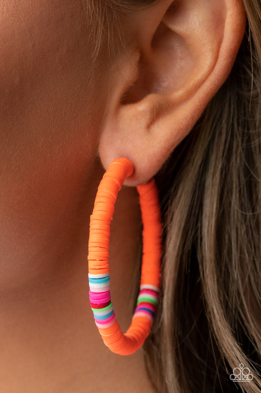 Colorfully Contagious - Orange Earrings Paparazzi E0487