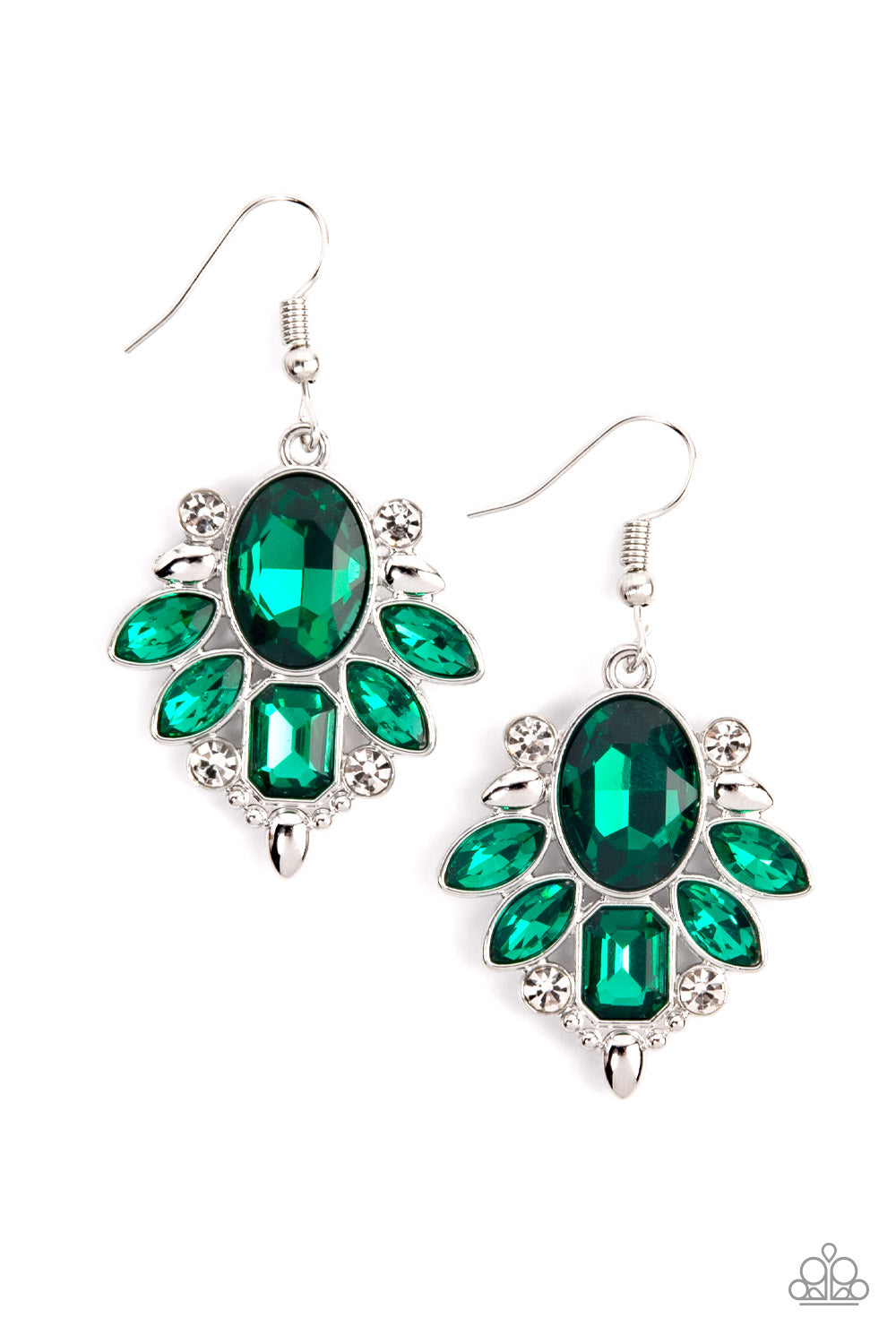 Glitzy Go-Getter - Green Earring Paparazzi E0356