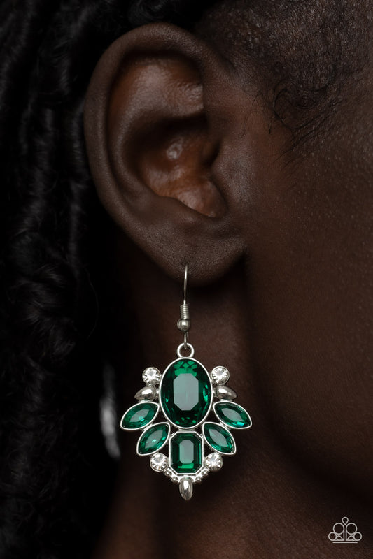 Glitzy Go-Getter - Green Earring Paparazzi E0356