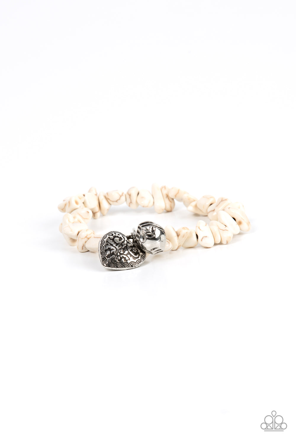 Love You to Pieces - White Cracked Stone Bracelet Paparazzi B0263