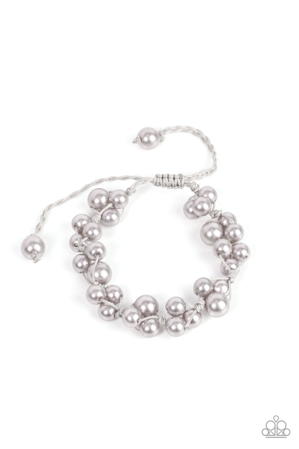 Vintage Versatility - Silver Pearl Pull Tie Bracelet Paparazzi B0427