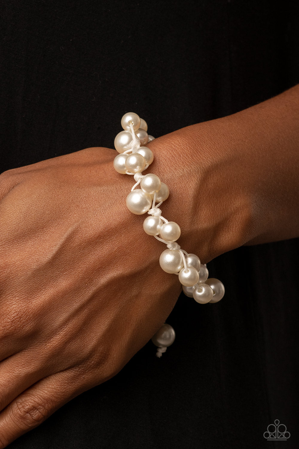 Vintage Versatility - White Pearl Pull Tie Bracelet Paparazzi B0426