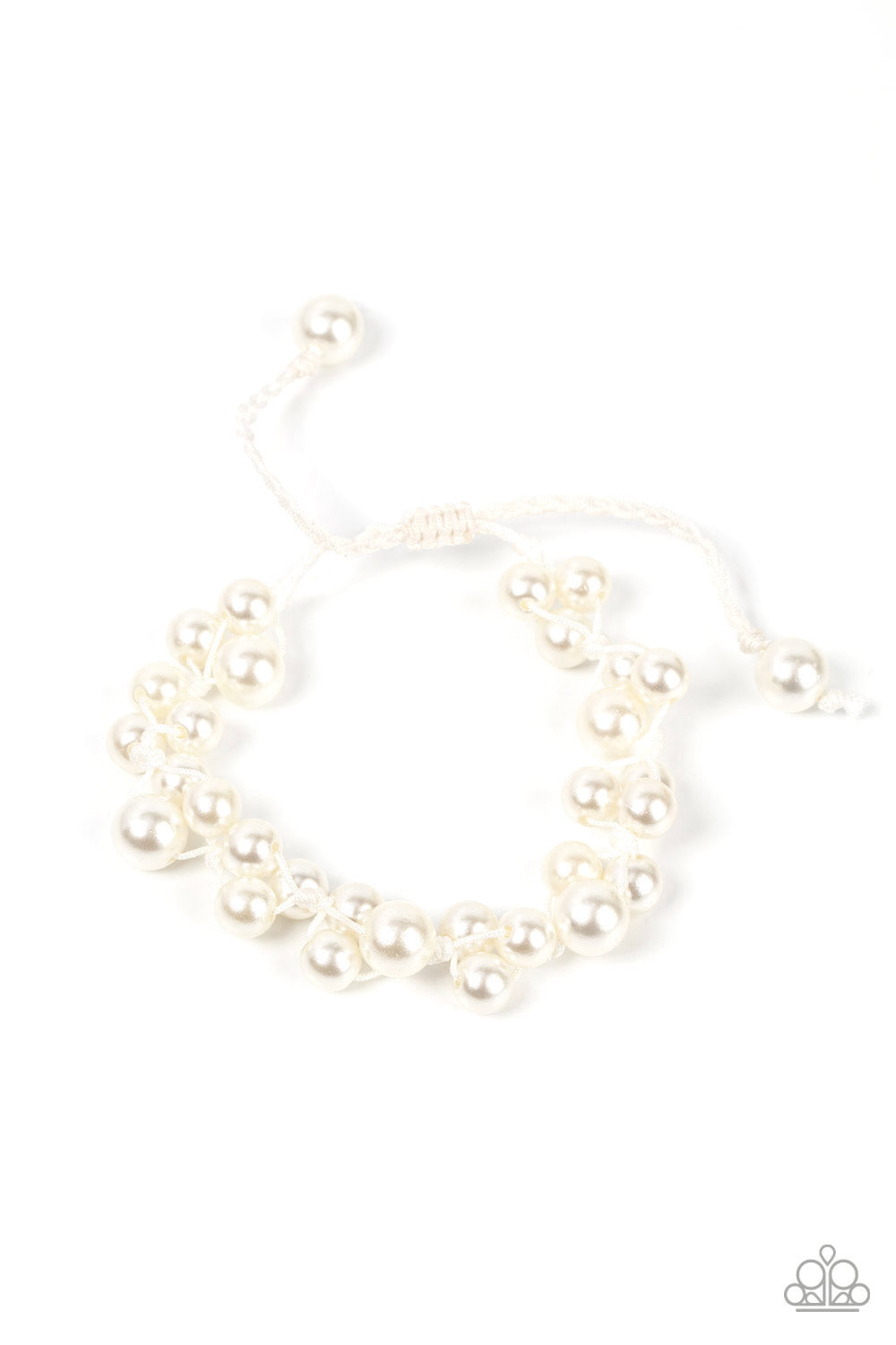 Vintage Versatility - White Pearl Pull Tie Bracelet Paparazzi B0426