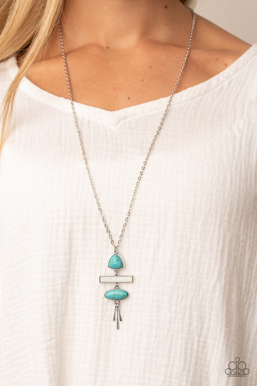 Artisan Eden - Blue Turquoise & White Stone Santa Fe Style Necklace Paparazzi N1299