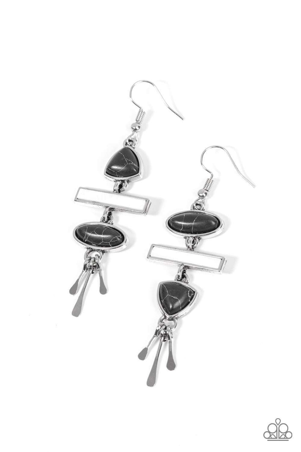 Adventurously Artisan - Black Stone Earthy Style Earring Paparazzi E1036