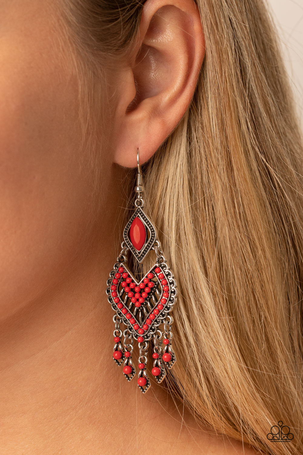 Dearly Debonair - Red Earring Paparazzi E0494