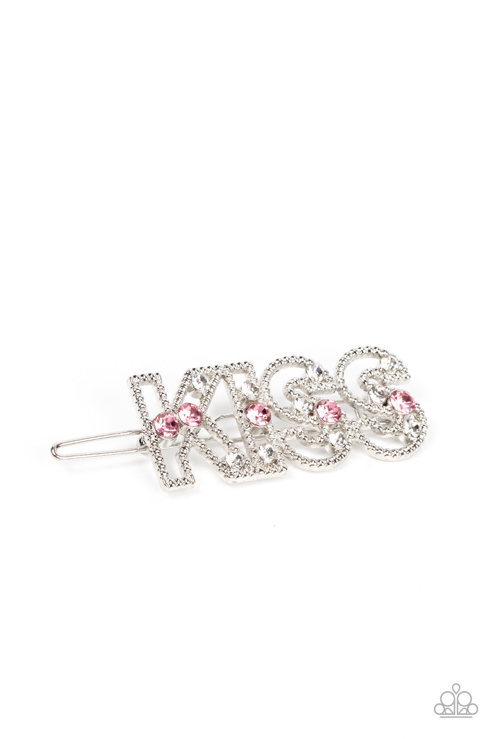 Kiss Bliss - Pink Rhinestone Kiss Hair Clip Paparazzi H0042