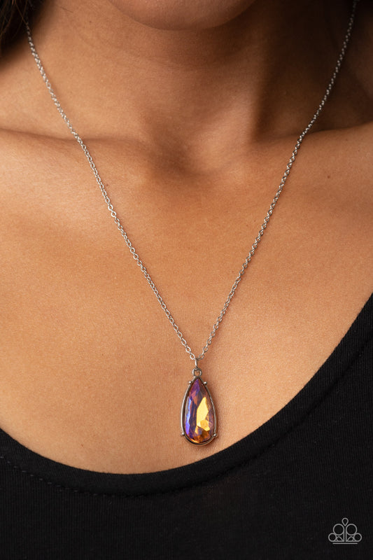 Interstellar Royal - Multi Iridescent Teardrop Necklace Paparazzi N0775