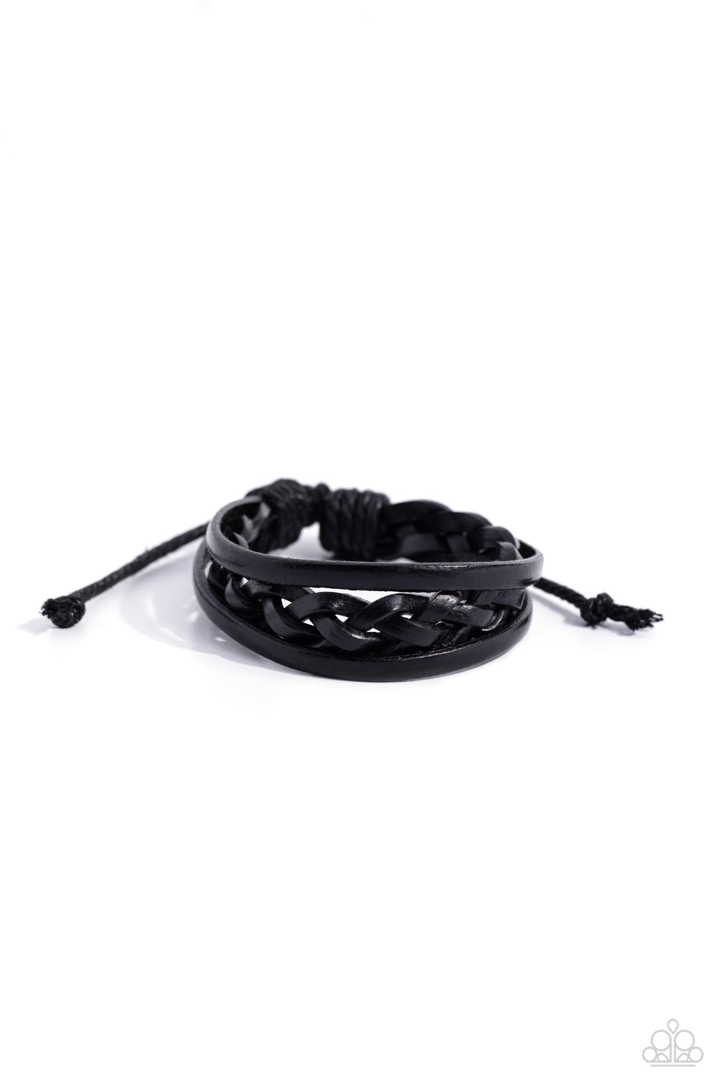 ROAM and Board - Black Leather Sliding Knot Closure Urban Bracelet Paparazzi B1477