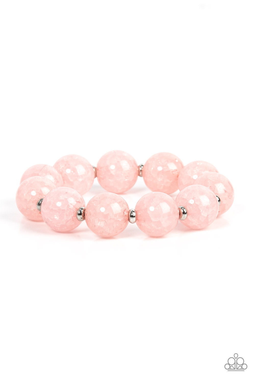 Arctic Affluence - Pink Crackly Glass Like Bead Stretch Bracelet Paparazzi B0326