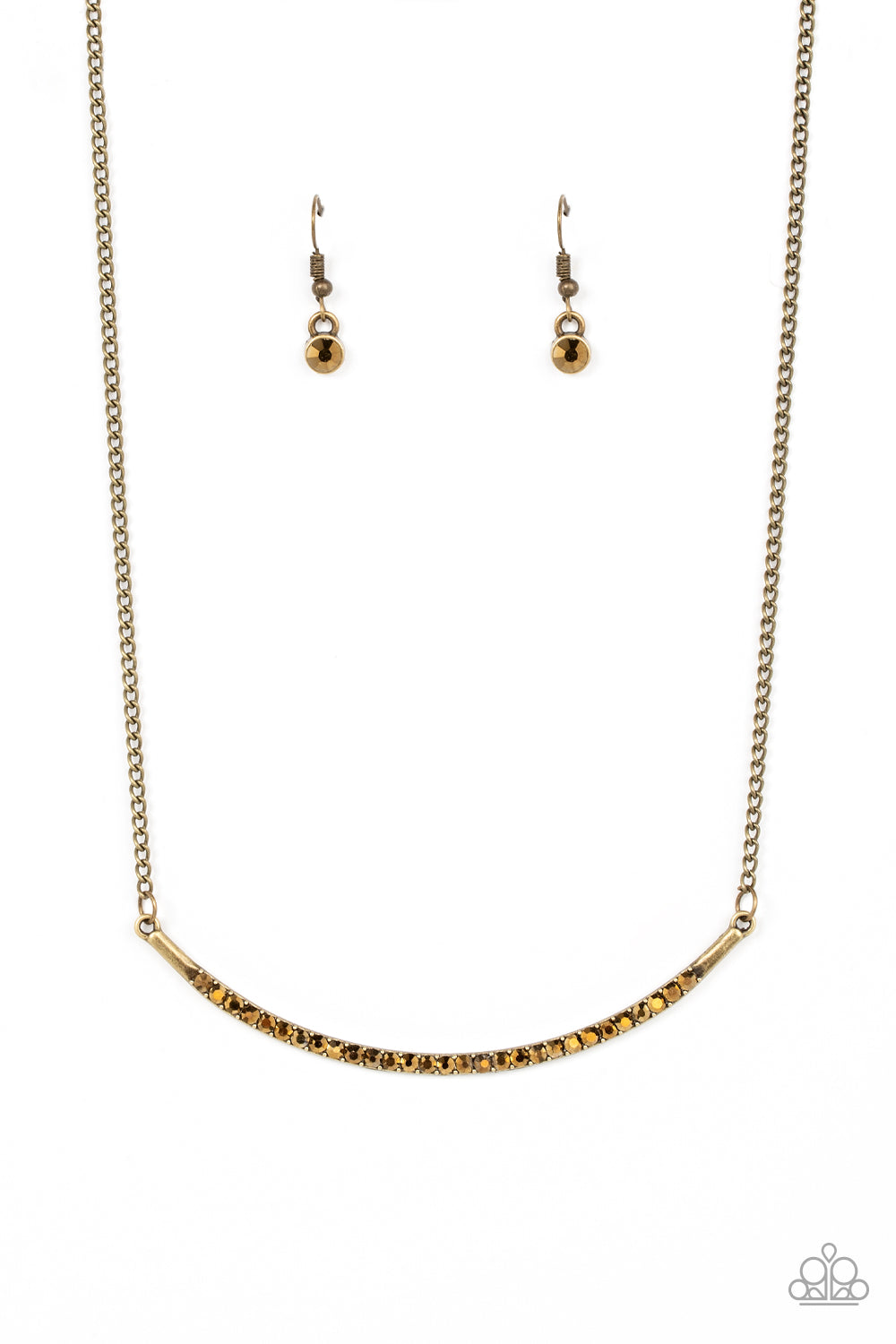 Collar Poppin Sparkle - Brass Aurum Rhinestone Necklace Paparazzi N0710