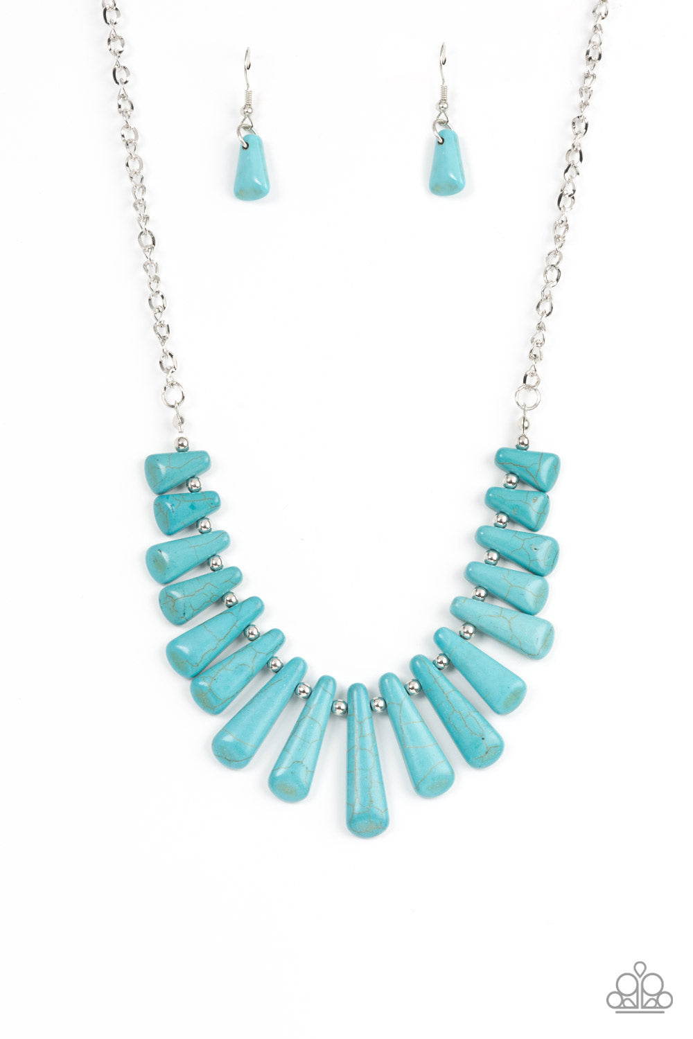 Mojave Empress - Blue Cracked Stone Necklace Paparazzi N0929