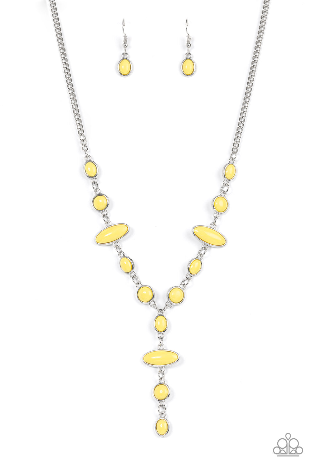 Authentically Adventurous - Yellow Bubbly Colorful Y Pendant Necklace Paparazzi N1797