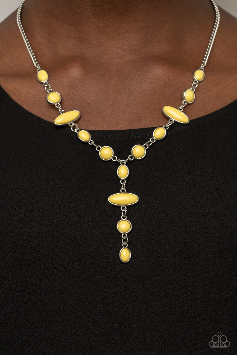 Authentically Adventurous - Yellow Bubbly Colorful Y Pendant Necklace Paparazzi N1797