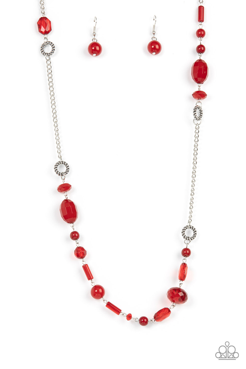 Craveable Color - Red Fire Whirl Bead Necklace Paparazzi N1317