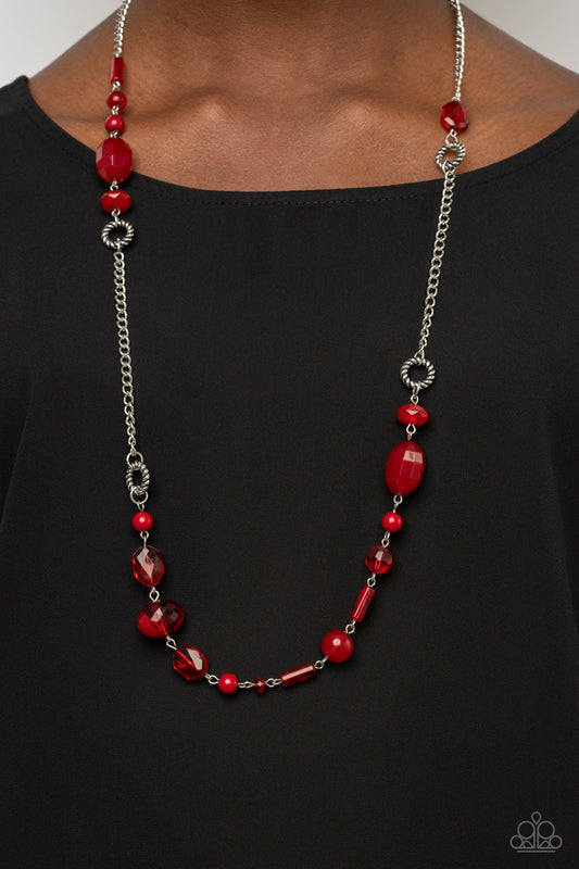 Craveable Color - Red Fire Whirl Bead Necklace Paparazzi N1317