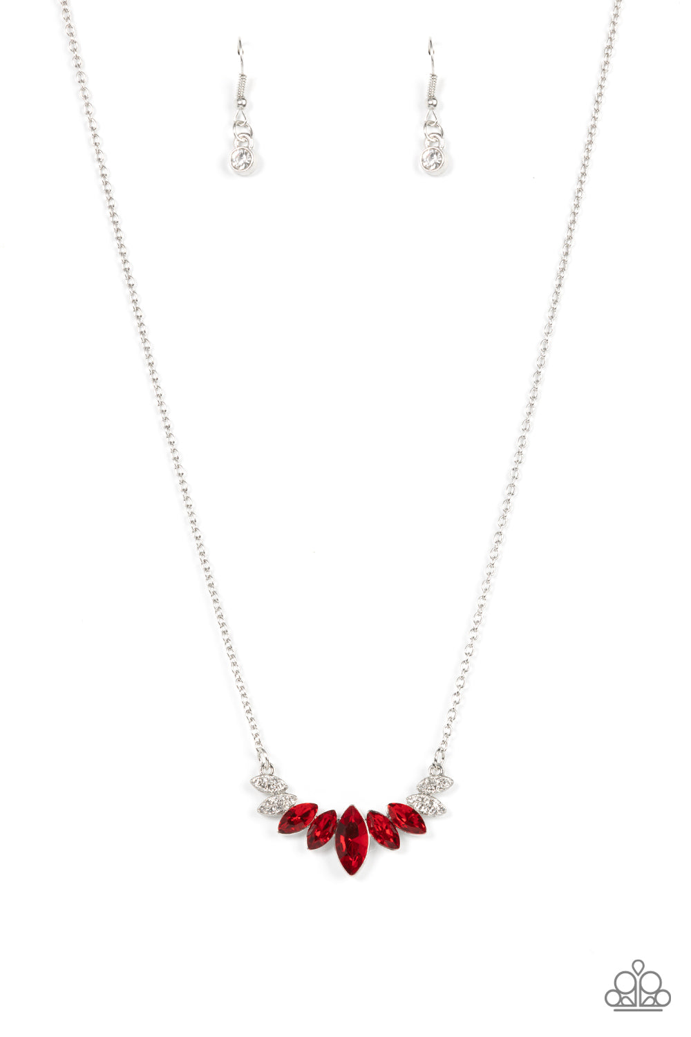 One Empire at a Time - Red Marquise Rhinestone Necklace Paparazzi N1568