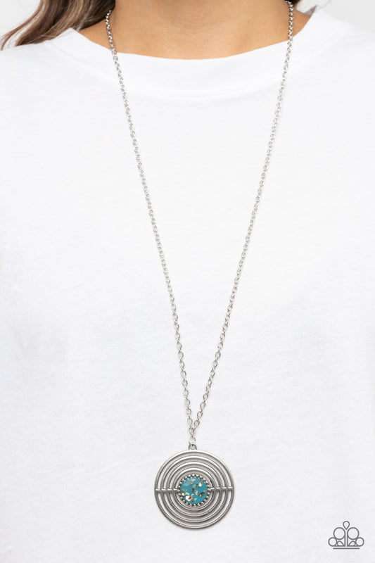 Targeted Tranquility - Blue Iridescent Shell-Like Accents Accent Necklace Paparazzi N0767