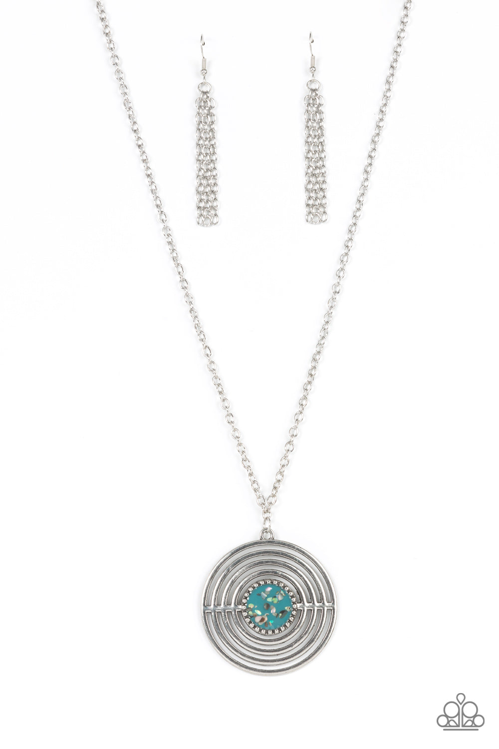 Targeted Tranquility - Blue Iridescent Shell-Like Accents Accent Necklace Paparazzi N0767