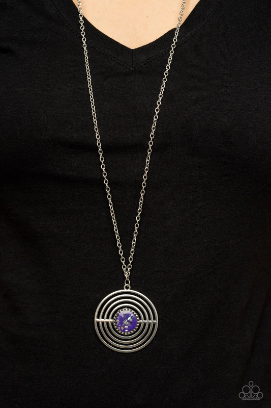 Targeted Tranquility Purple Frame Iridescent Shell Accent Necklace Paparazzi N1088