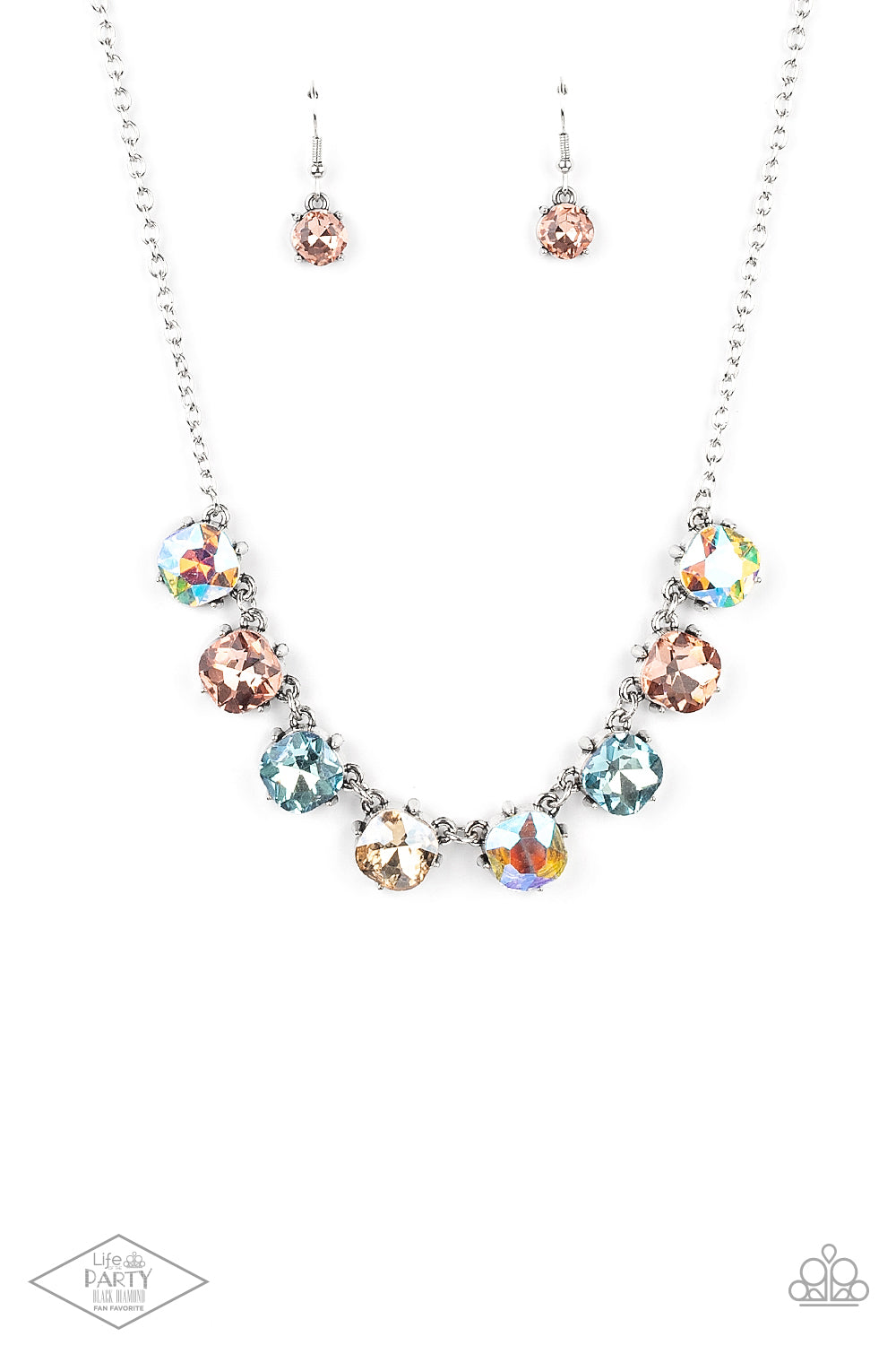 Dreamy Decorum - Multi Rhinestone Necklace Black Diamond Exclusive Life Of The Party Paparazzi N0791
