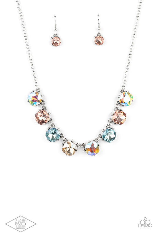 Dreamy Decorum - Multi Rhinestone Necklace Black Diamond Exclusive Life Of The Party Paparazzi N0791