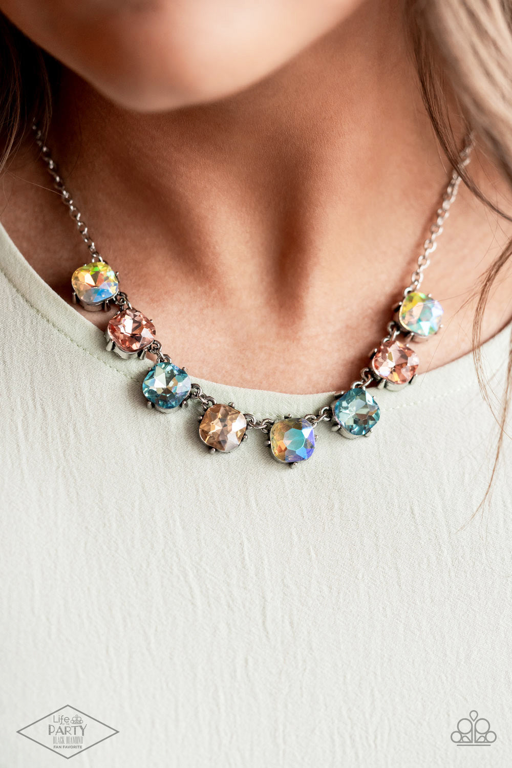 Dreamy Decorum - Multi Rhinestone Necklace Black Diamond Exclusive Life Of The Party Paparazzi N0791