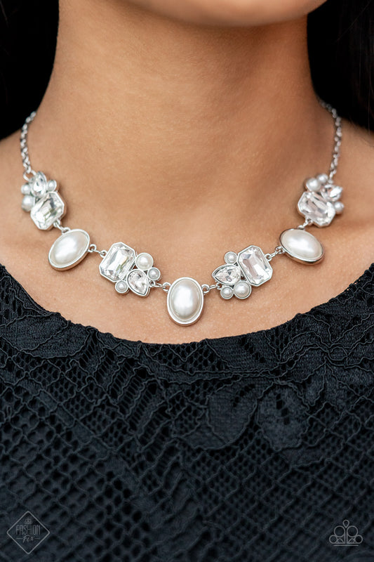 Sensational Showstopper - White Necklace December 2021 Fashion Fix Paparazzi N0477