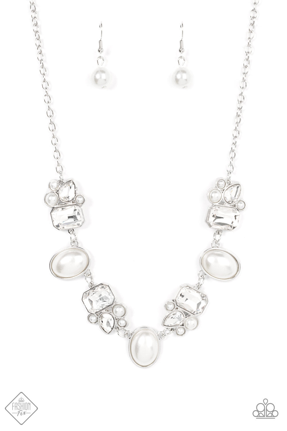 Sensational Showstopper - White Necklace December 2021 Fashion Fix Paparazzi N0477