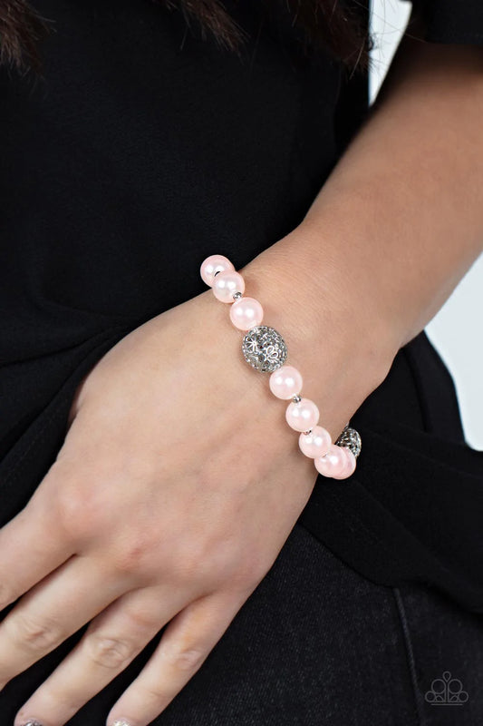 Upscale Whimsy Pink Pearl-Like Stretch Bracelet Paparazzi B0773