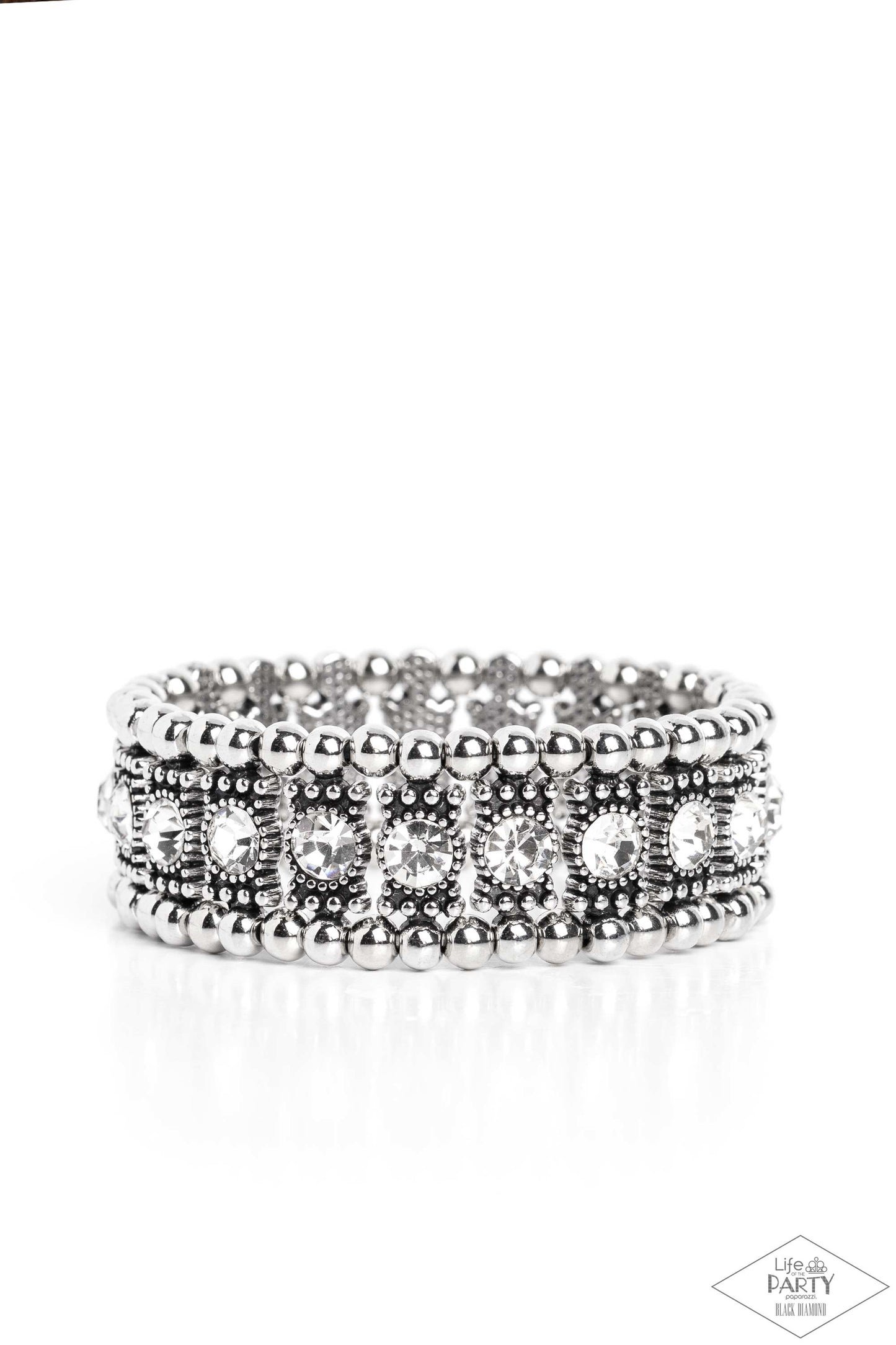 Ritzy Reboot White Bracelet Life Of The Party Black Diamond Encore Paparazzi B1085