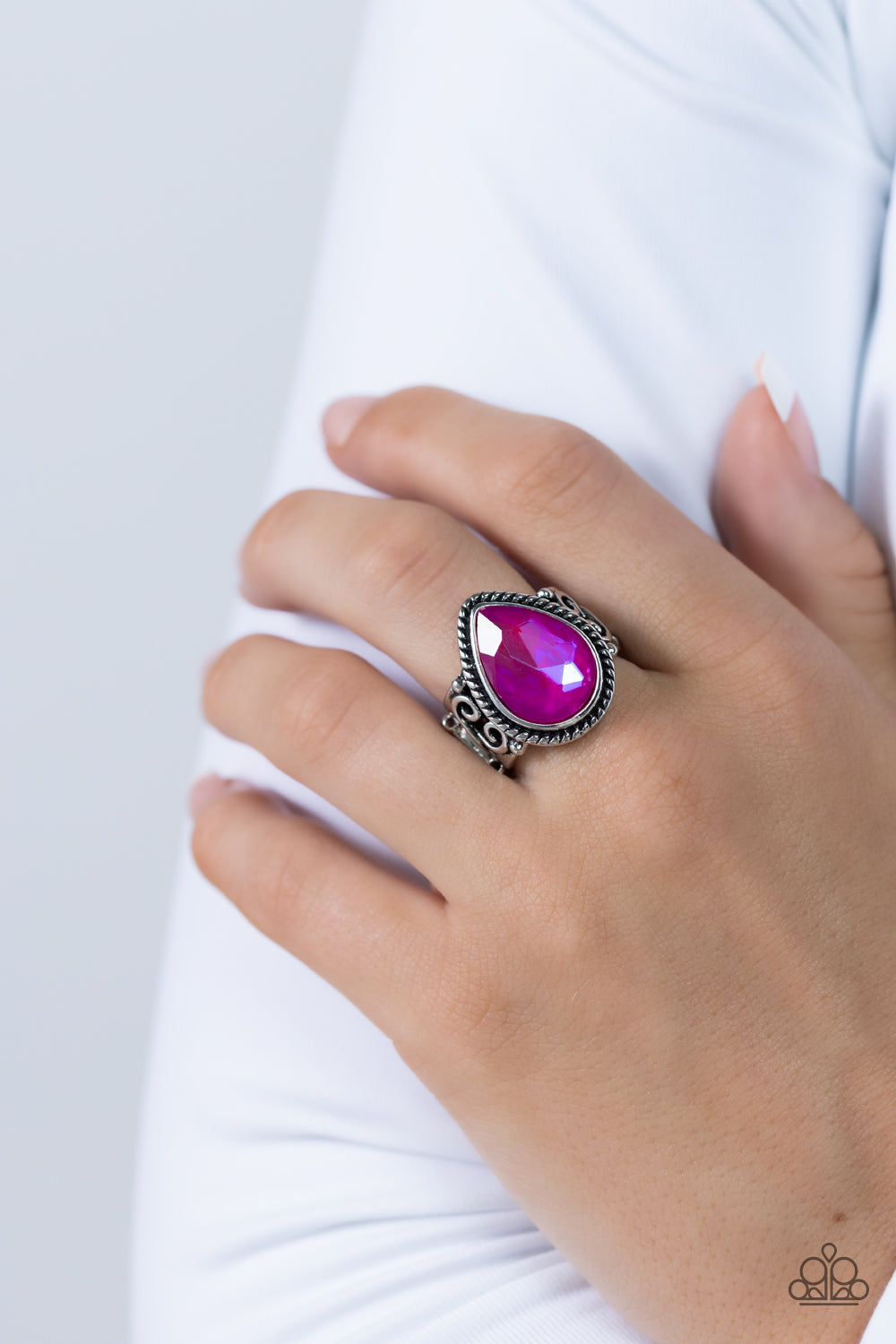 Supernatural Sparkle - Pink Teardrop UV Finish Ring Paparazzi R0544