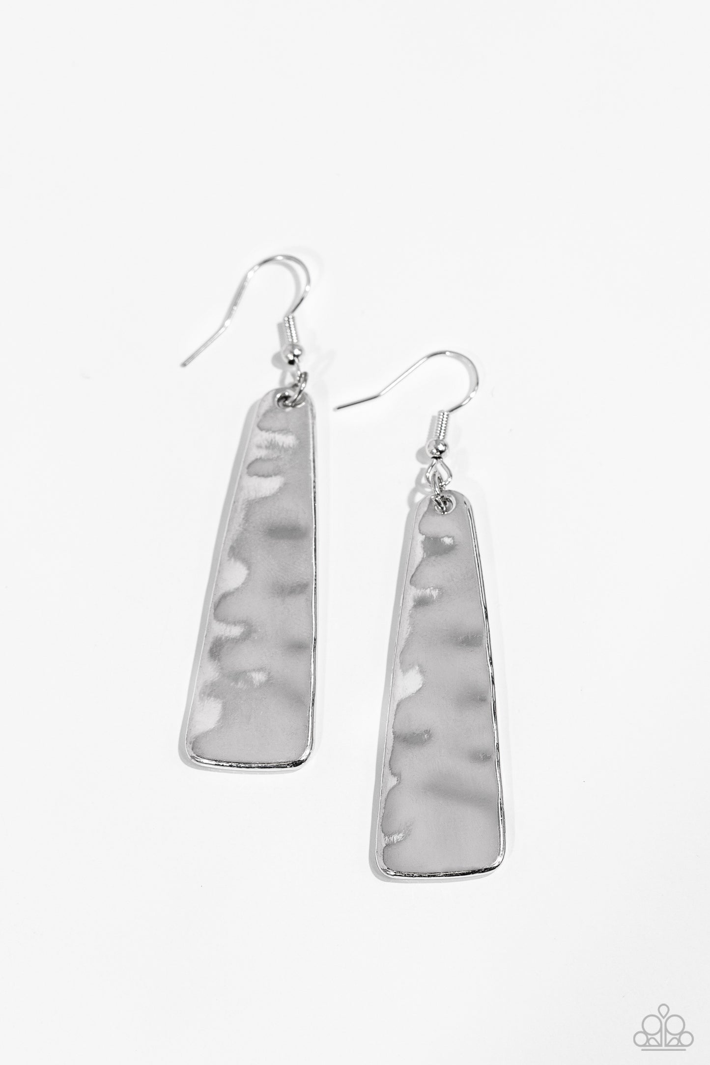 Detailed Definition - Silver Hammered Earring Paparazzi E1882