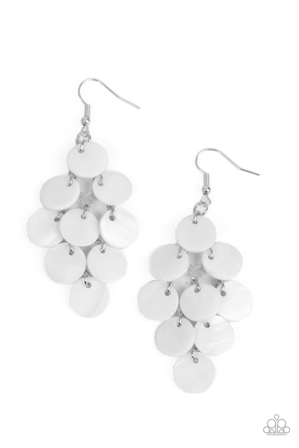 Tropical Tryst - White Shell Like disc Shimmer Earring Paparazzi E1366