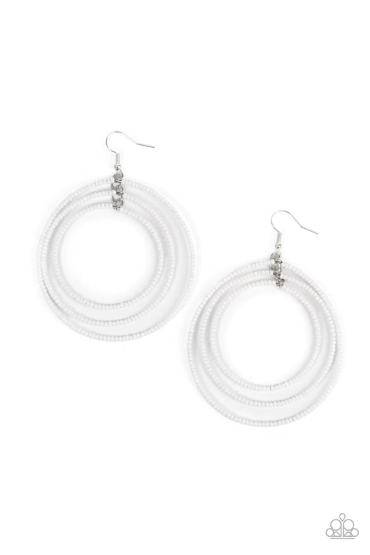 Colorfully Circulating White Seed Bead Earring Paparazzi E1046