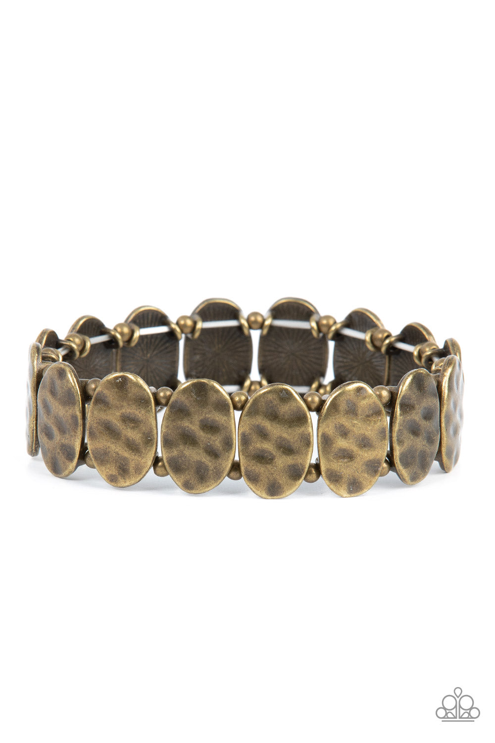 Trinket Trek - Brass Hammered Antiqued Stretch Bracelet Paparazzi B0588