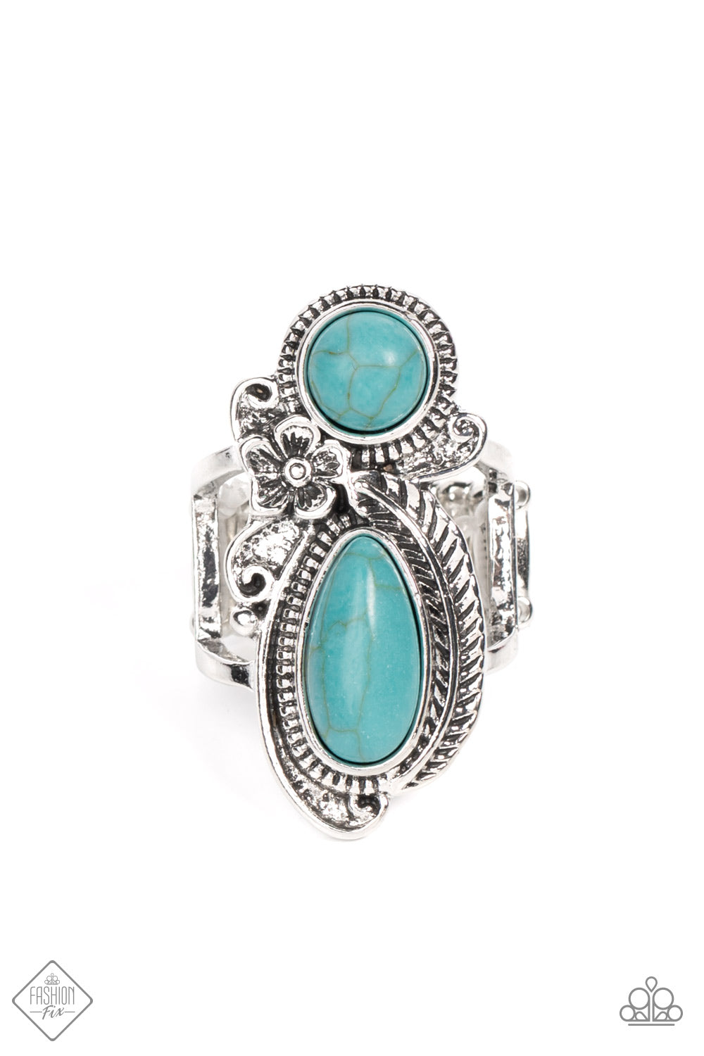 Southern Nirvana - Blue Turquoise Stone Santa Fe Style Ring January 2022 Fashion Fix Paparazzi R0226