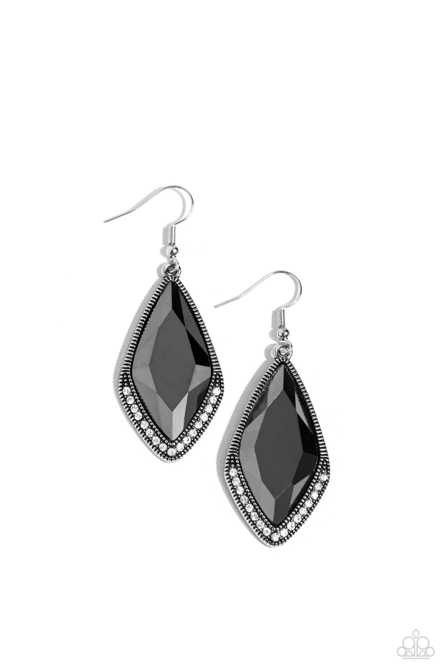 Deco Dazzle - Silver Hematite Gem Earring Paparazzi E1486