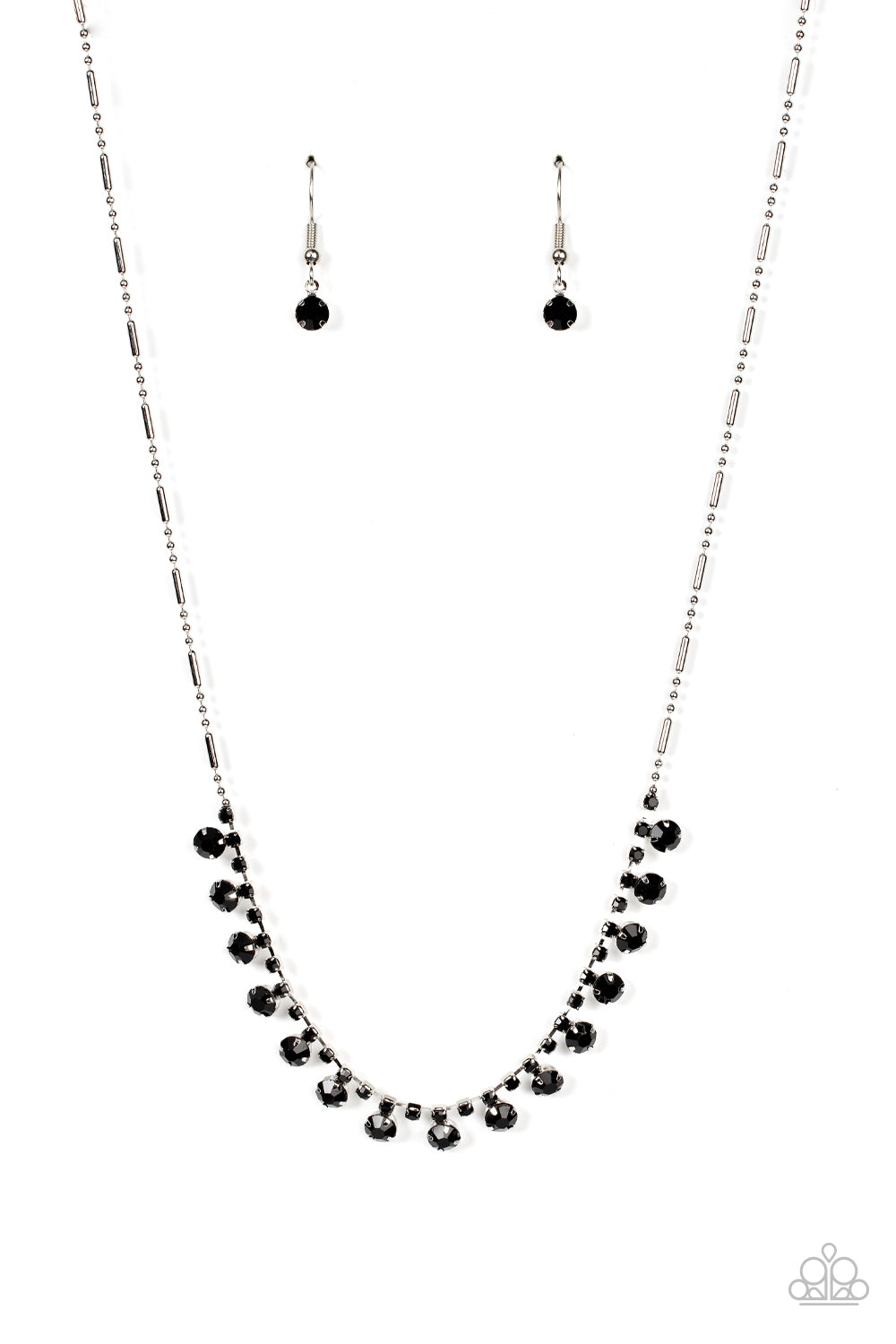 Cue the Mic Drop - Black Rhinestone Necklace Paparazzi N0807