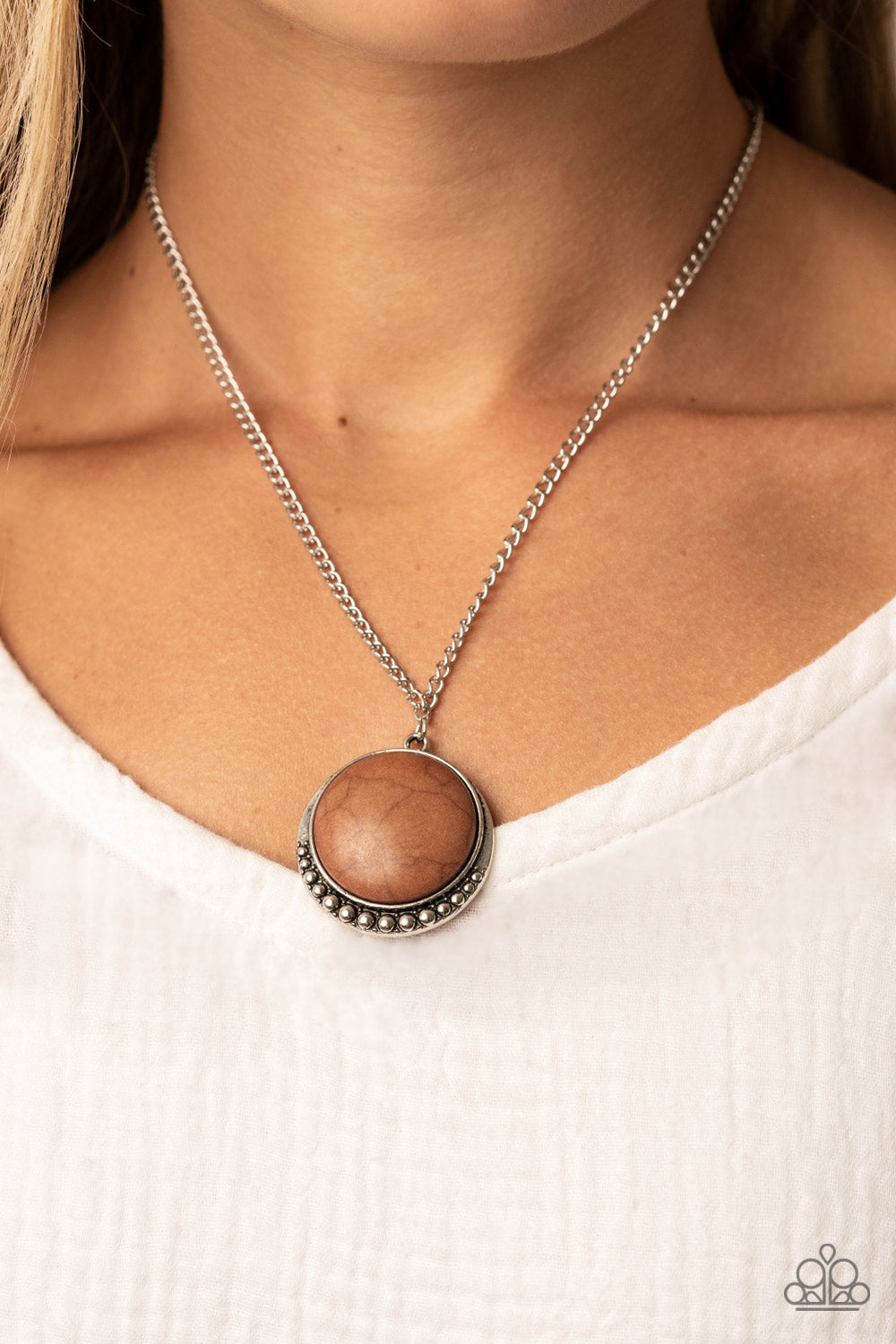 Mojave Moon - Brown Stone Santa Fe Style Necklace Paparazzi N1399